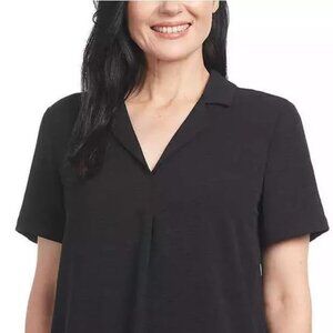Hilary Radley Women's Tunic Top Blouse Size XL Black Short Sleeve Feminine (NEW)